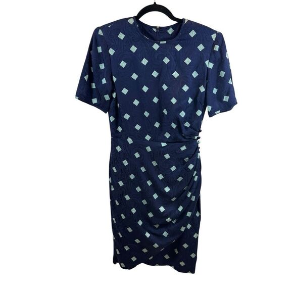 Vintage Richard Warren 100% Silk Textured Midi‎ Dress Short Sleeves Size 8 - Picture 2 of 16